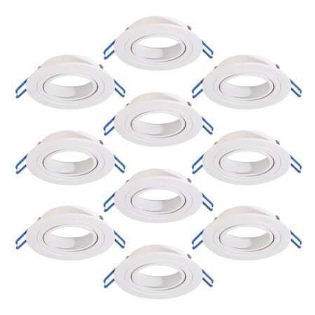Set van 10 Balos GU10 Inbouwspot armaturen IP20 Kantelbaar wit | HOFTRONIC