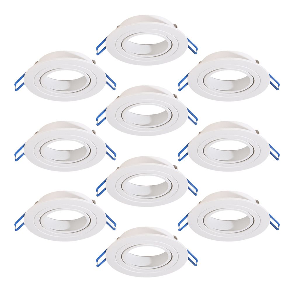 Set van 10 Balos GU10 Inbouwspot armaturen IP20 Kantelbaar wit | HOFTRONIC