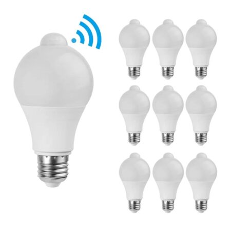 Set van 10 E27 LED Lampen met Sensor - 6 Watt 450 lumen - 3000K Warm wit - PIR Bewegingsensor - Schemerschakelaar | Aigostar