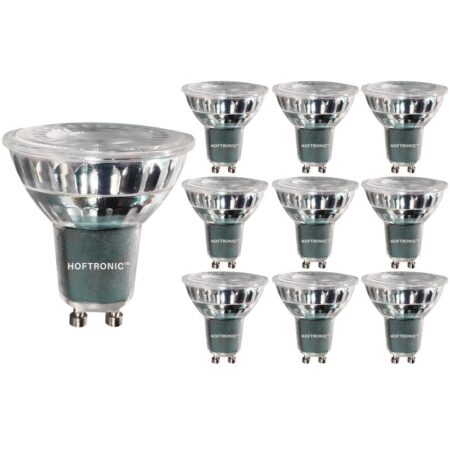 Set van 10 LED GU10 Spots - Dimbaar - 4 Watt 345 Lumen - 4000K neutraal wit - Glas - Vervangt 50 Watt - GU10 fitting - LED Reflector - Universele fitting | HOFTRONIC