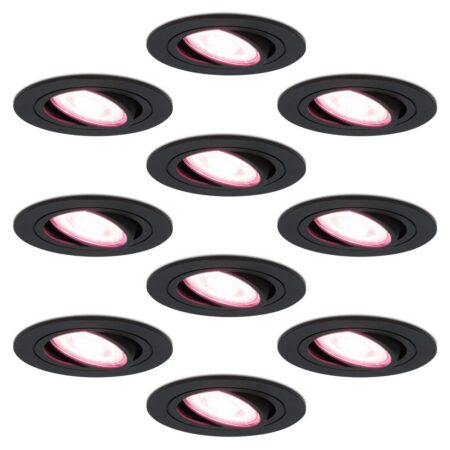 Set van 10 Miro smart inbouwspots - Wifi + Bluetooth - RGBWW - GU10 - Kantelbaar - Google Home
