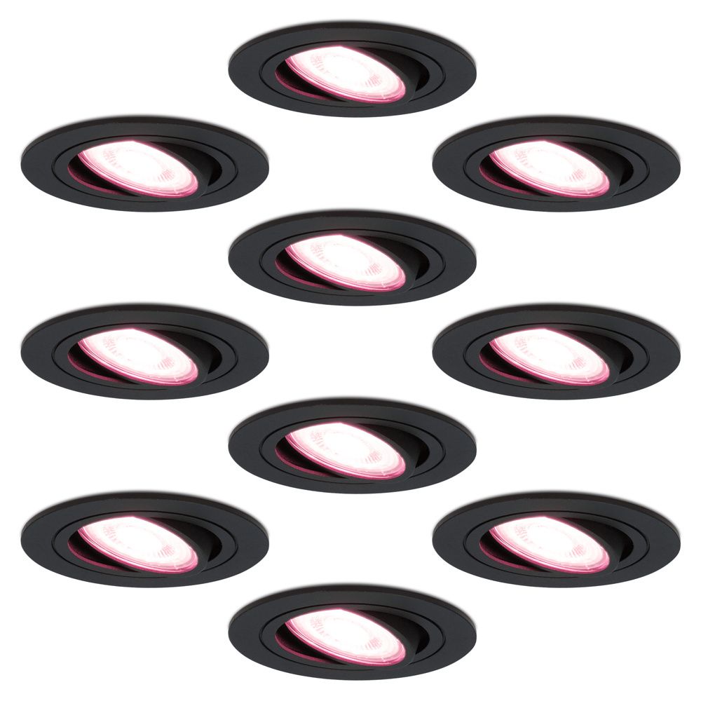 Set van 10 Miro smart inbouwspots - Wifi + Bluetooth - RGBWW - GU10 - Kantelbaar - Google Home