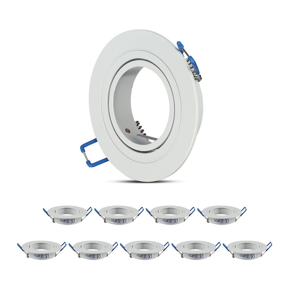 Set van 10 Montana - GU10 armatuur - Inbouwspot - Kantelbaar - Wit - 75mm inbouwmaat | V-TAC