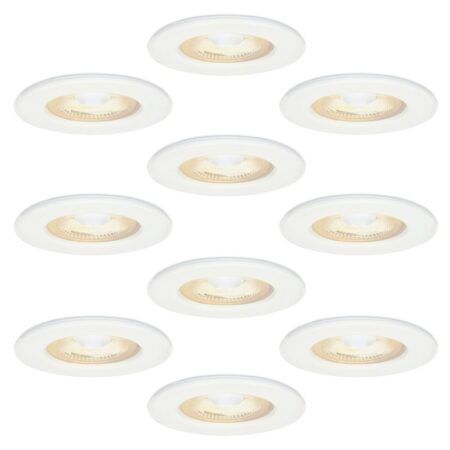 Set van 10 Nola - LED inbouwspots - lage inbouwdiepte (49mm) - 5 Watt 450Lumen - 2700K Warm wit - Dimbaar - Rond - IP65 waterdicht voor binnen