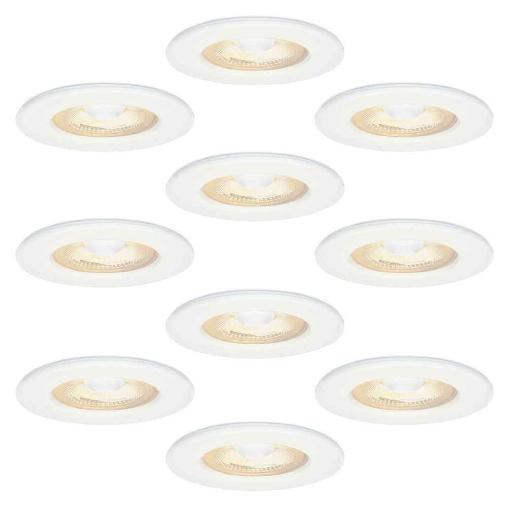 Set van 10 Nola - LED inbouwspots - lage inbouwdiepte (49mm) - 5 Watt 450Lumen - 2700K Warm wit - Dimbaar - Rond - IP65 waterdicht voor binnen