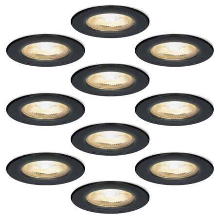 Set van 10 Nola - LED inbouwspots - lage inbouwdiepte (49mm) - 5 Watt 450Lumen - 2700K Warm wit - Dimbaar - Rond - IP65 waterdicht voor binnen