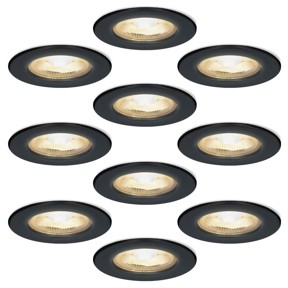 Set van 10 Nola - LED inbouwspots - lage inbouwdiepte (49mm) - 5 Watt 450Lumen - 2700K Warm wit - Dimbaar - Rond - IP65 waterdicht voor binnen