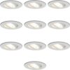 Set van 10 Pittsburg LED inbouwspots - 4 Watt 345 lumen - GU10 - 2700K warm wit - Dimbaar - Rond - Kantelbaar - Voor binnen - Wit | HOFTRONIC