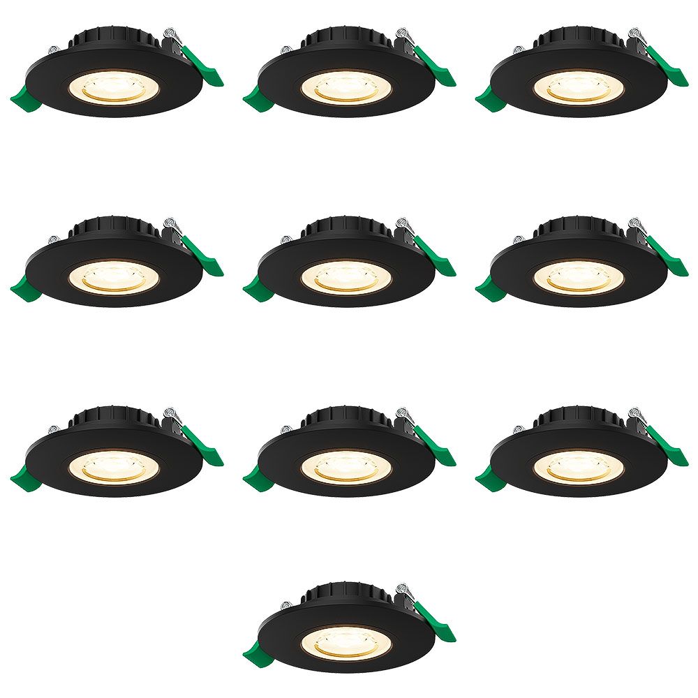 Set van 10 Prado dimbare LED Inbouwspots - 6 watt 570 lumen - CCT instelbare lichtkleur 2700K/4000K/6000K - Lage inbouwdiepte 25 mm - Rond - IP44 voor binnen en buiten - Zwart | HOFTRONIC