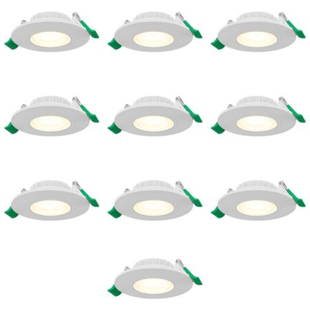 Set van 10 Prado dimbare LED Inbouwspots - 6 watt 570 lumen - CCT instelbare lichtkleur 2700K/4000K/6000K - Lage inbouwdiepte 25 mm - rond - IP44 voor binnen en buiten - Wit | HOFTRONIC