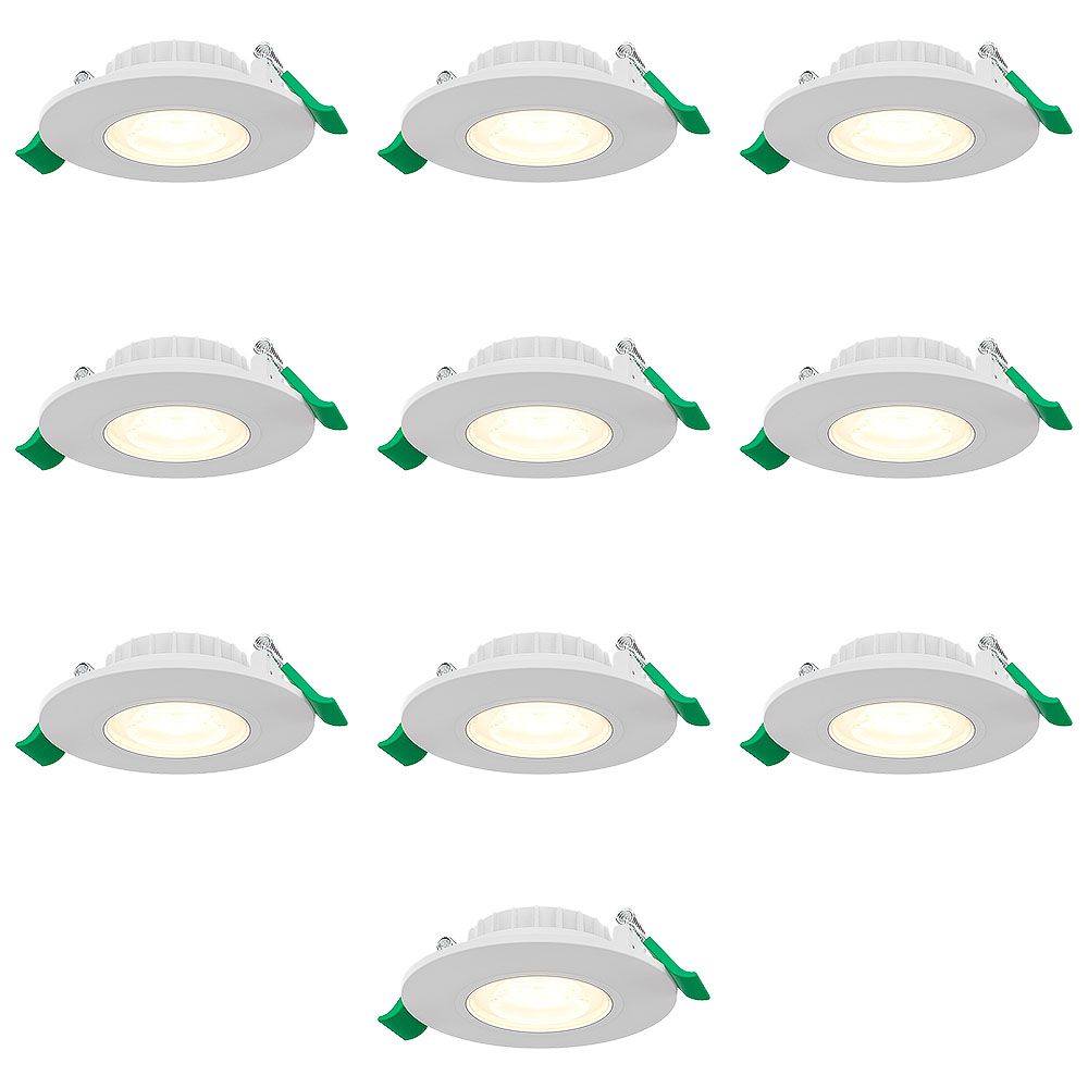 Set van 10 Prado dimbare LED Inbouwspots - 6 watt 570 lumen - CCT instelbare lichtkleur 2700K/4000K/6000K - Lage inbouwdiepte 25 mm - rond - IP44 voor binnen en buiten - Wit | HOFTRONIC
