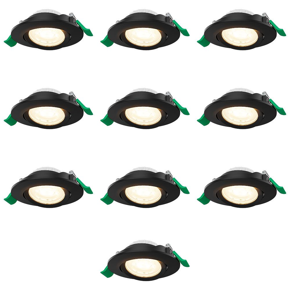Set van 10 Prado dimbare LED-inbouwspots - 6 watt 570 lumen - CCT instelbare lichtkleur 2700K/4000K/6000K - Lage inbouwdiepte 25 mm - Rond - IP20 voor gebruik binnenshuis - Zwart | HOFTRONIC