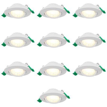 Set van 10 Prado dimbare LED-inbouwspots - 6 watt 570 lumen - CCT instelbare lichtkleur 2700K/4000K/6000K - lage inbouwdiepte 25 mm - rond - IP20 voor gebruik binnenshuis - Wit | HOFTRONIC