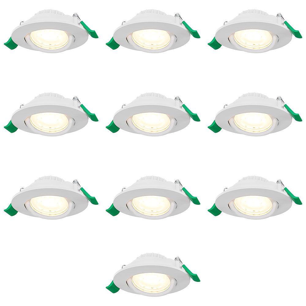 Set van 10 Prado dimbare LED-inbouwspots - 6 watt 570 lumen - CCT instelbare lichtkleur 2700K/4000K/6000K - lage inbouwdiepte 25 mm - rond - IP20 voor gebruik binnenshuis - Wit | HOFTRONIC