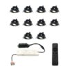 Set van 10 Sienna LED Mini Inbouwspots met trafo - 12 Volt 3 Watt 200 lumen - Dimbaar - Kantelbaar - Plat 30mm - 2700K - IP44 waterdicht - Zwart | HOFTRONIC