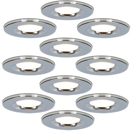 Set van 10 Venezia LED inbouwspots - 6 Watt 650 lumen - 2700K warm wit - Dimbaar - Rond - IP65 waterdicht - Chroom - Voor binnen