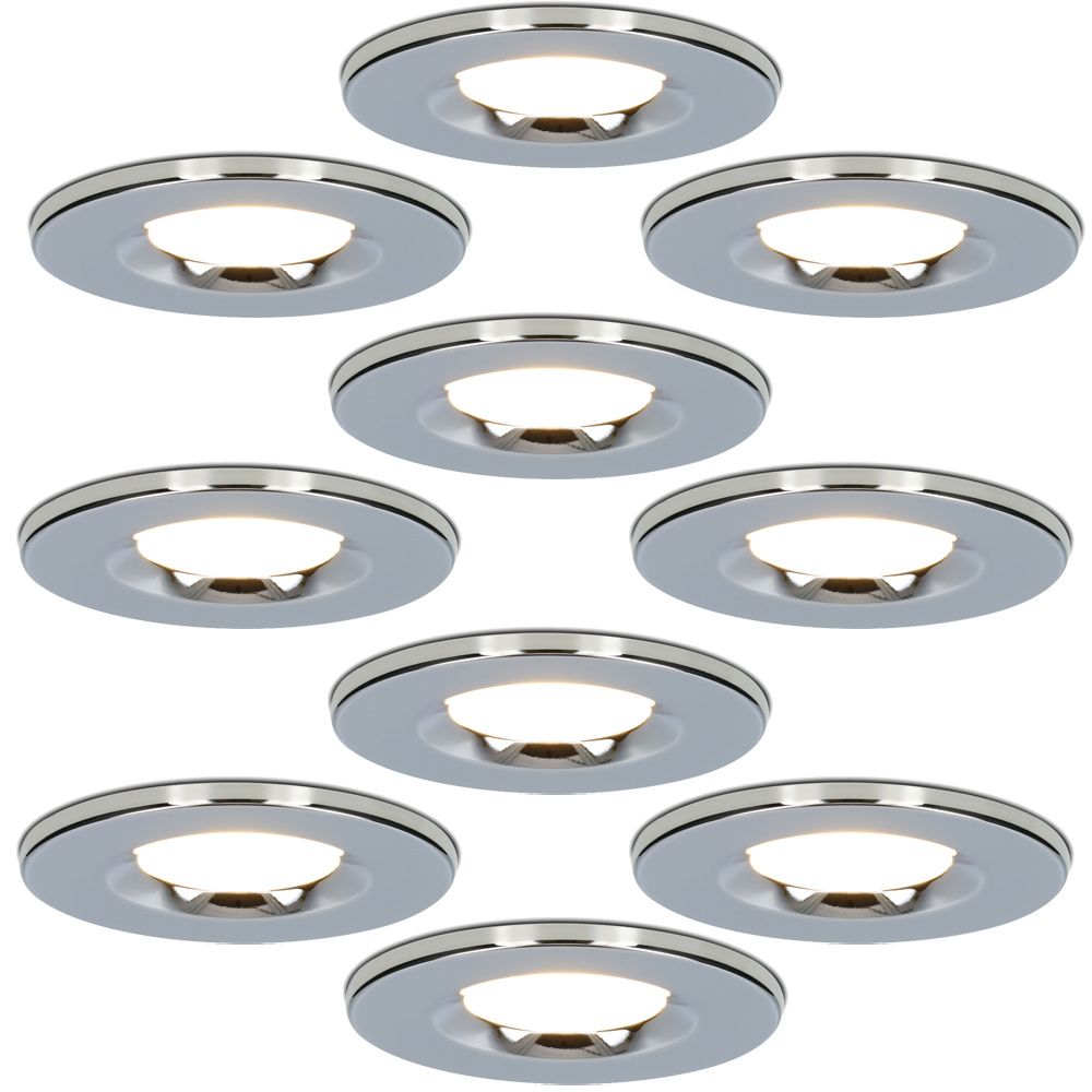 Set van 10 Venezia LED inbouwspots - 6 Watt 650 lumen - 2700K warm wit - Dimbaar - Rond - IP65 waterdicht - Chroom - Voor binnen