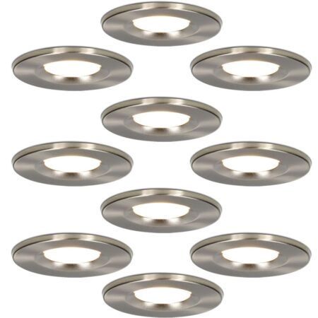 Set van 10 Venezia LED inbouwspots - 6 Watt 650 lumen - 2700K warm wit - Dimbaar - Rond - IP65 waterdicht - RVS - Voor binnen
