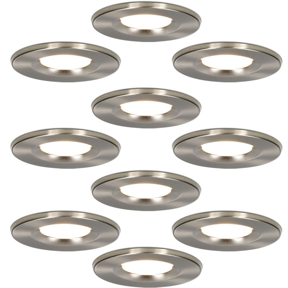 Set van 10 Venezia LED inbouwspots - 6 Watt 650 lumen - 2700K warm wit - Dimbaar - Rond - IP65 waterdicht - RVS - Voor binnen