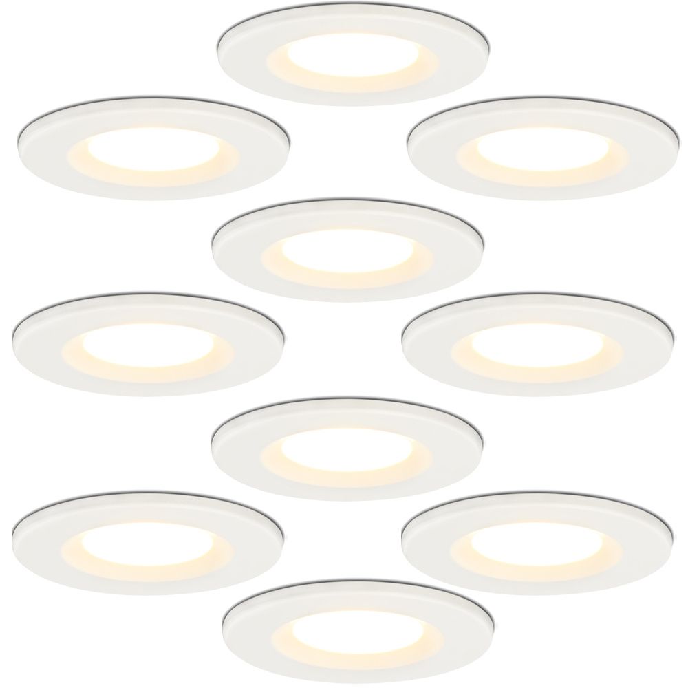 Set van 10 Venezia LED inbouwspots - 6 Watt 650 lumen - 2700K warm wit - Dimbaar - Rond - IP65 waterdicht - Wit - Voor binnen