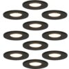 Set van 10 Venezia LED inbouwspots - 6 Watt 650 lumen - 2700K warm wit - Dimbaar - Rond - IP65 waterdicht - Zwart - Voor binnen