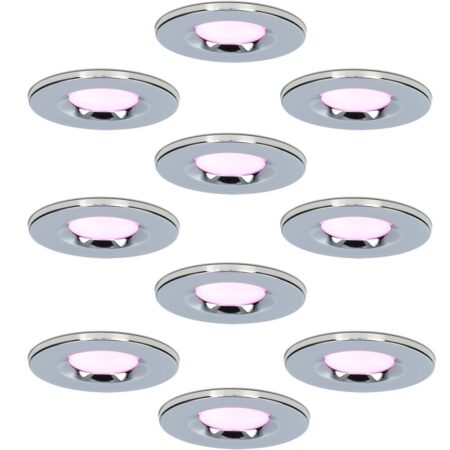 Set van 10 Venezia smart inbouwspots - IP65 waterdicht - 6 Watt 450 lumen - Wifi + Bluetooth - RGBWW - Google Home