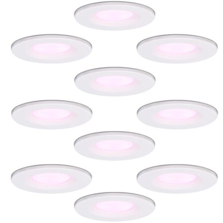 Set van 10 Venezia smart inbouwspots - IP65 waterdicht - 6 Watt 450 lumen - Wifi + Bluetooth - RGBWW - Google Home