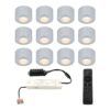 Set van 12 Navarra Mini LED Opbouwspots met Trafo - 12 Volt 3 Watt 200 lumen - Dimbaar - Plat 21