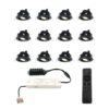 Set van 12 Sienna LED Mini Inbouwspots met trafo - 12 Volt 3 Watt 200 lumen - Dimbaar - Kantelbaar - Plat 30mm - 2700K - IP44 waterdicht - Zwart | HOFTRONIC
