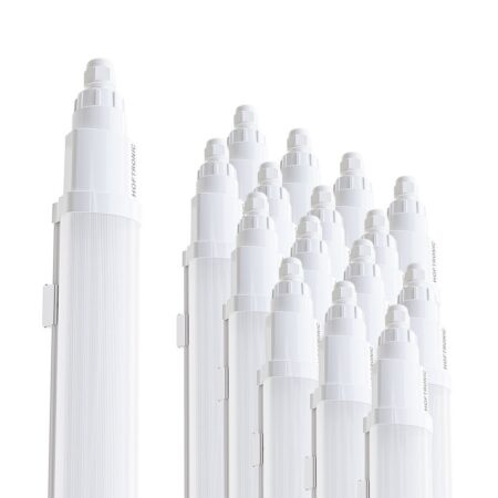 Set van 16 Q-Series LED TL Armaturen 120cm - 36 Watt 4320 Lumen vervangt 144 Watt - 120lm/W - 4000K neutraal wit licht - Gereedschapsloos Koppelbaar - IK08 - IP65 Waterdicht - Tri-proof plafondverlichting | HOFTRONIC
