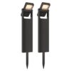 Set van 2 Alton Solar padverlichting prikspot - Geschikt voor buiten IP54 - Kantelbaar - 3000K Warm wit licht - 2 lichtstanden - Zwart - Sokkellamp | HOFTRONIC