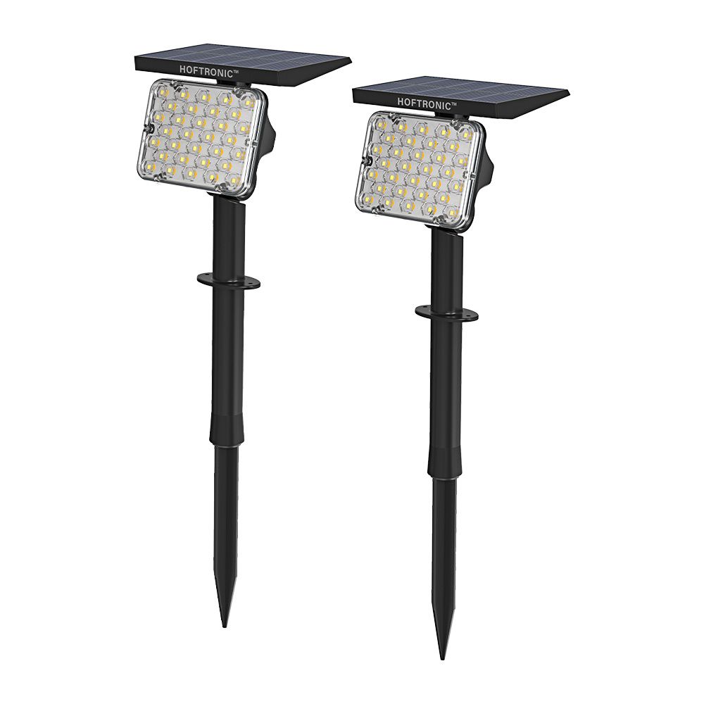 Set van 2 Eagle solar Prikspots - Incl. Schemerschakelaar - PIR - CCT 3000K en 4000K - 4 lichtstanden - 200lm - 6-12 uur brandtijd - Kantelbaar - IP65 waterdicht - Tuinspot | HOFTRONIC