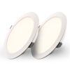Set van 2 Georgia LED platte Inbouwspots wit - 9W 820lm - Rond - 2700K warm Wit - Ø145 mm - IP20 voor binnen - Inbouwdiepte 25mm | HOFTRONIC
