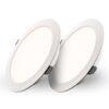 Set van 2 Georgia LED platte Inbouwspots wit - 9W 820lm - Rond - 4000K Neutraal Wit - Ø145 mm - IP20 voor binnen - Inbouwdiepte 25mm | HOFTRONIC