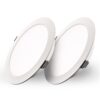 Set van 2 Georgia LED platte Inbouwspots wit - 9W 820lm - Rond - 6500K Daglicht Wit - Ø145 mm - IP20 voor binnen - Inbouwdiepte 25mm | HOFTRONIC