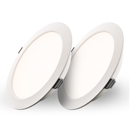 Set van 2 Georgia LED platte Inbouwspots wit - inbouwdiepte 25mm - 12W 1160lm - Rond - 4000K Neutraal Wit - Ø170 mm - IP20 voor binnen | HOFTRONIC