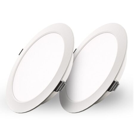 Set van 2 Georgia LED platte Inbouwspots wit - inbouwdiepte 25mm - 12W 1160lm - Rond - 6500K Daglicht Wit - Ø170 mm - IP20 voor binnen | HOFTRONIC