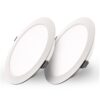 Set van 2 Georgia LED platte Inbouwspots wit - inbouwdiepte 25mm - 18 Watt 1820lm - Rond - 6500K Daglicht Wit - Ø220 mm - IP20 voor binnen | HOFTRONIC