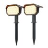 Set van 2 Kate solar prikspots - 3000K warm wit - 2 lichtstanden - 100lm - 6-12 uur brandtijd - Kantelbaar - IP65 waterdicht - Tuinspots op zonne energie | HOFTRONIC