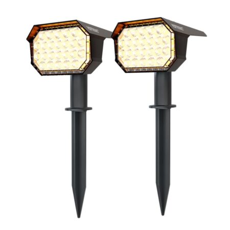 Set van 2 Kate solar prikspots - 3000K warm wit - 2 lichtstanden - 100lm - 6-12 uur brandtijd - Kantelbaar - IP65 waterdicht - Tuinspots op zonne energie | HOFTRONIC