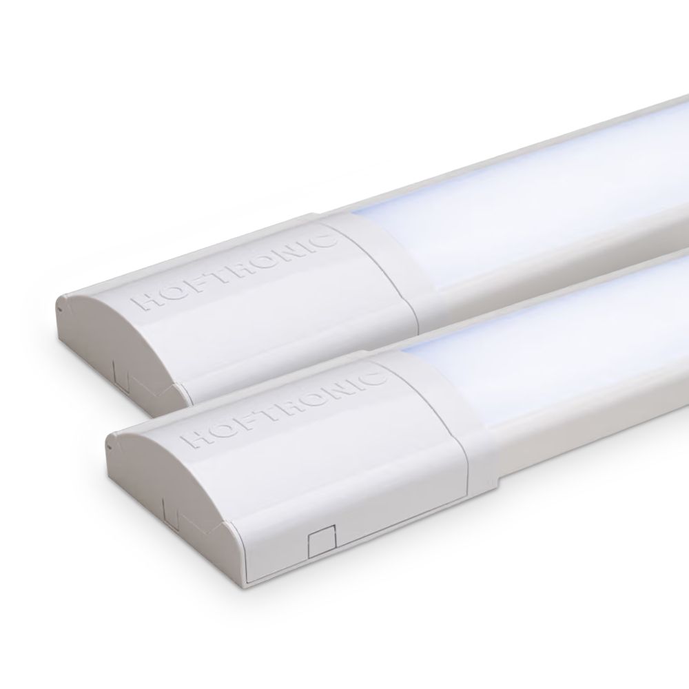 Set van 2 LED batten 60cm - 2520 lumen 18 Watt (140lm/W) - 6500K Daglicht Wit - Flikkervrij - IP20 voor binnen - Onderbouwverlichting - Koppelbaar | HOFTRONIC