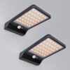 Set van 2 Macon - LED Solar Wandlampen - slim design - met PIR bewegingssensor - Zwart - Warm wit licht - 36 LEDs - IP44 | HOFTRONIC