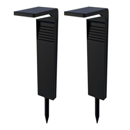 Set van 2 Maine Solar padverlichting prikspot - Geschikt voor buiten IP65 - Sfeervol 3000K warm wit licht - 2 lichtstanden - Zwart - 2 jaar garantie - Sokkellamp | HOFTRONIC