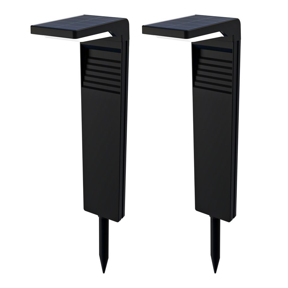 Set van 2 Maine Solar padverlichting prikspot - Geschikt voor buiten IP65 - Sfeervol 3000K warm wit licht - 2 lichtstanden - Zwart - 2 jaar garantie - Sokkellamp | HOFTRONIC