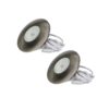 Set van 2 Pavo - Platte LED ipbouwspots met lage inbouwdiepte 12mm - 3 Watt 300 Lumen - 2700K Warm wit - Dimbaar - Rond - Meubelspot - IP44 waterdicht - RVS | HOFTRONIC