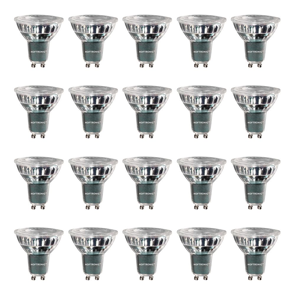 Set van 20 GU10 LED spots 4 Watt Dimbaar 2700K warm wit (vervangt 50W) | HOFTRONIC