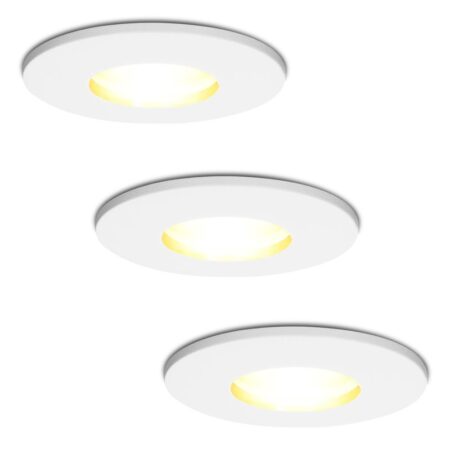 Set van 3 Barcelona - LED Inbouwspots - 4 Watt 345 lumen - 2700K Warm wit - GU10 - Dimbaar - Rond - IP44 voor badkamer