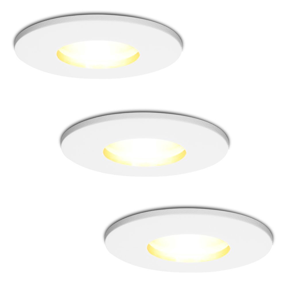 Set van 3 Barcelona - LED Inbouwspots - 4 Watt 345 lumen - 2700K Warm wit - GU10 - Dimbaar - Rond - IP44 voor badkamer