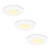 Set van 3 Barcelona - LED platte inbouwspots met lage inbouwdiepte 60mm - 6 Watt 570 Lumen - 2700K Warm wit - GU10 LED Module - Dimbaar - Rond - IP44 voor badkamer