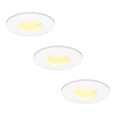 Set van 3 Barcelona - LED platte inbouwspots met lage inbouwdiepte 60mm - 6 Watt 570 Lumen - 2700K Warm wit - GU10 LED Module - Dimbaar - Rond - IP44 voor badkamer